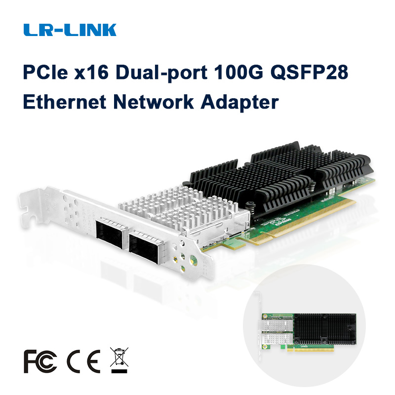 100Gbe Qsfp28 Network Card - Carte réseau LR-LINK 1014PF 100G double